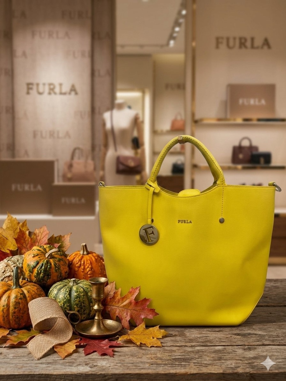 Furla Bright Yellow Leather Tote